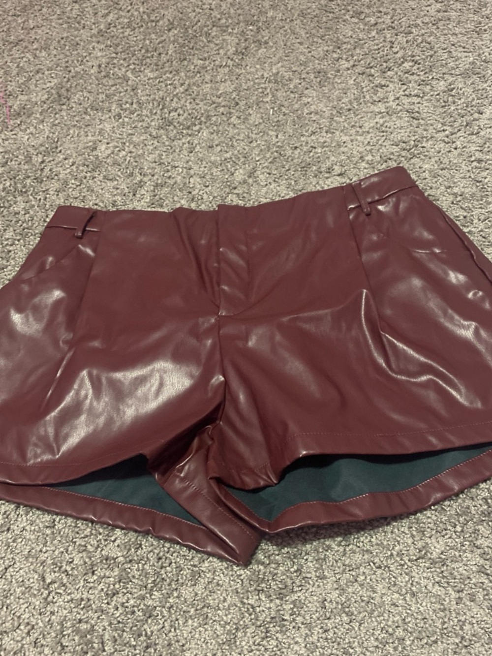 SHEIN Burgundy Faux Leather High-Waist Women’s Shorts